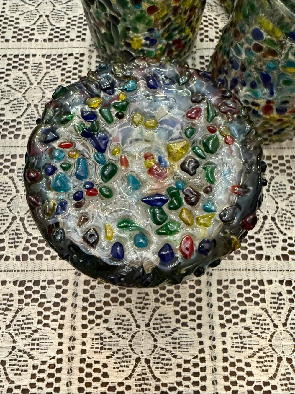 Handblown pebble confetti lowball glasses- Set of 6